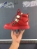 Giuseppe Zanotti Double Gold Bar Latch Clasp Leather High Top Sneakers in all red 